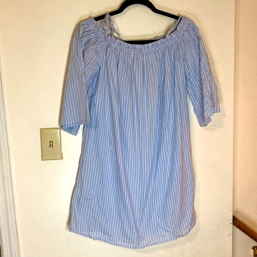 forever 21 dress short light blue/white size L - Picture 1 of 4